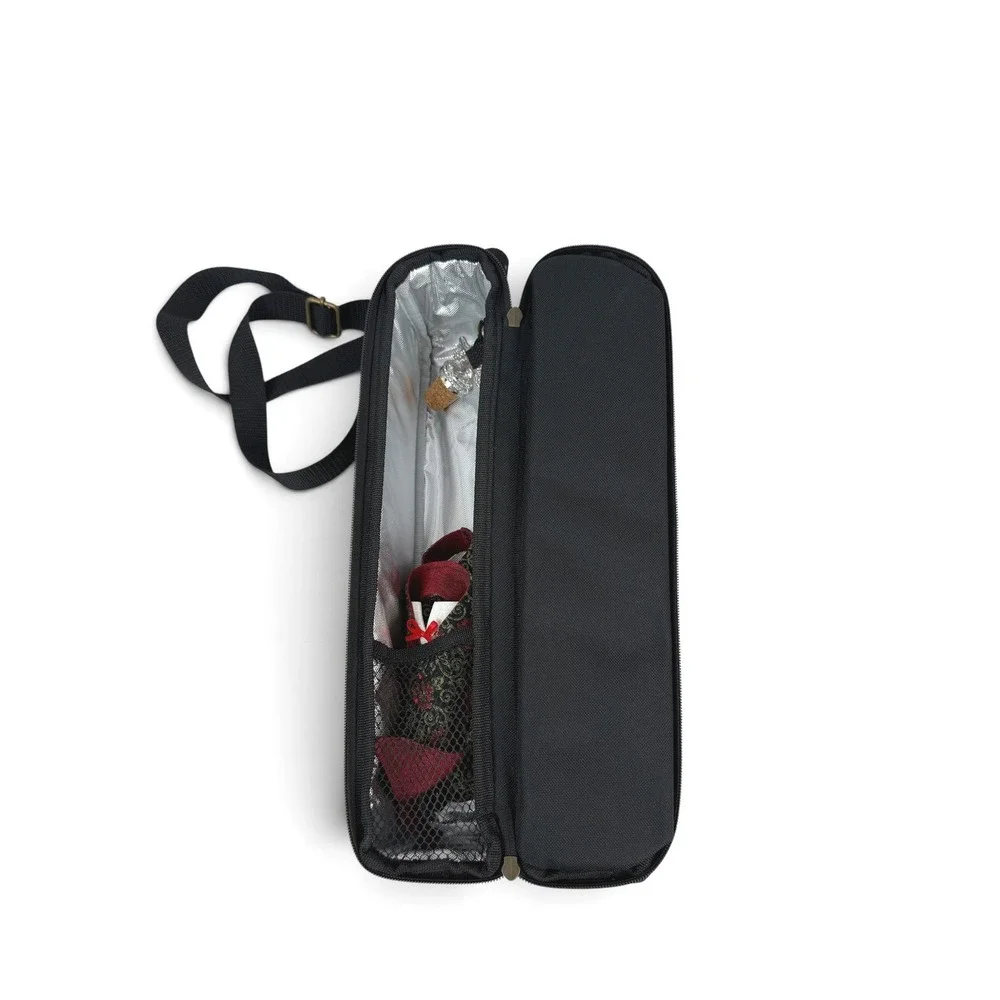 Longaberger Wine Carrier Case Black Tan Gingham Insulated Shoulder Bag NWT